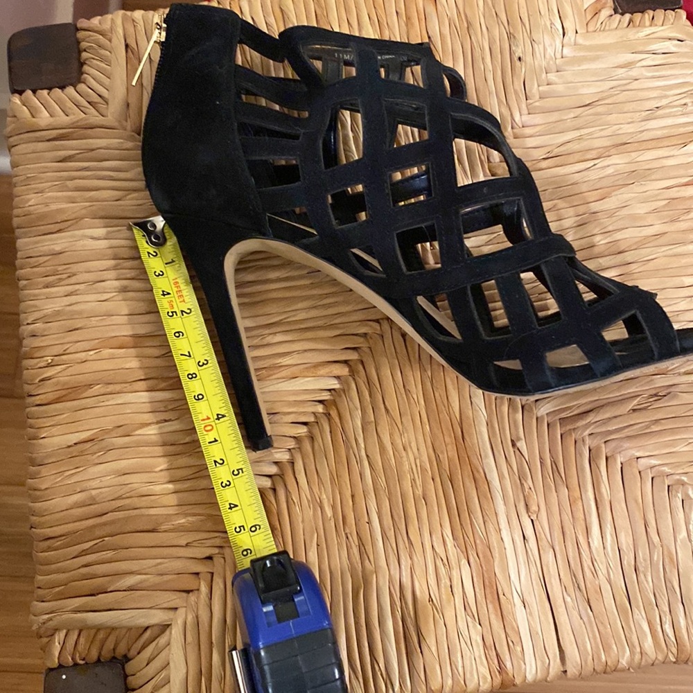 Black Strappy Suede High Heel Sandals - Women's - Picture 6 of 6